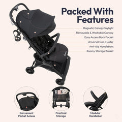 BabbleRoo Hoplite durable PU wheels glide smoothly over bumps and sidewalks.