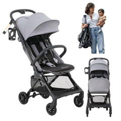BabbleRoo Hoplite folds instantly for compact travel and overhead-bin storage.