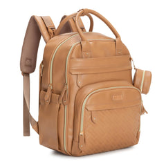 BabbleRoo leather diaper bag backpack with water-resistant exterior for daily use