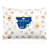 Babebay toddler pillow with sunshine rainbow pattern for cheerful napping.