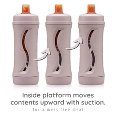 Babeehive Subo bottle demonstrates flow control for independent eating.