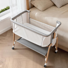 Babehop bedside bassinet wheels glide quietly for easy nighttime repositioning