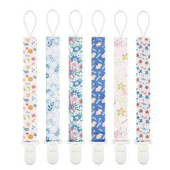 Babeine Floral Pacifier Clip pattern 1 secures a pacifier to clothes for mess-free outings.