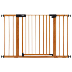 BABELIO 29-48 inch metal gate with brown wood pattern fits wide doorways