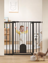 BABELIO 36-inch tall gate with cat door secures stairs and doorways for families with pets.