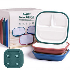 BABELIO 8-inch toddler porcelain plate with four suction points to prevent tipping.