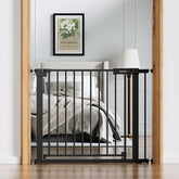 BABELIO Baby Gate with wide walk-through doorway for easy passage with a stroller.