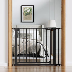 BABELIO Baby Gate with wide walk-through doorway for easy passage with a stroller.
