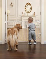 BABELIO easy-to-remove gate in doorway with wide walk-through for easy access.
