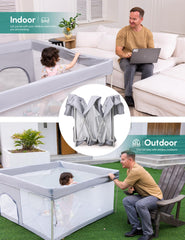 BABELIO foldable baby playpen sturdy metal frame supports durable, safe play sessions