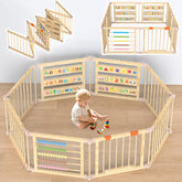 BabeNova foldable playpen with abacus panel for early counting practice