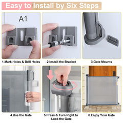 Babepai mesh gate visible for indoor and outdoor use in gray.