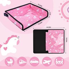 Babepets blue ocean tray cover shows soothing pattern for kids during travel meals