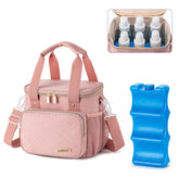 BABEYER Breastmilk Cooler Bag pink front view highlighting portable design for busy moms