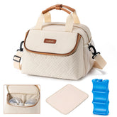 BABEYER breastmilk cooler bag with ice pack keeping six 9-ounce bottles cold on the go