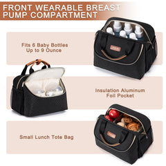 BABEYER cooler bag front pocket holds wearable pumps for easy access.