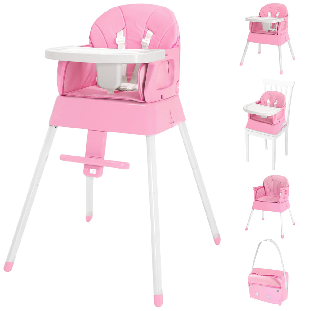 BABHAMNESS 5 in 1 Foldable High Chair with removable tray enables easy mealtime prep