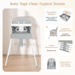 BABHAMNESS high chair with 5-point harness for secure seating.