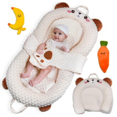 BabieBoo baby lounger with plush velvet cover for gentle, breathable newborn comfort.
