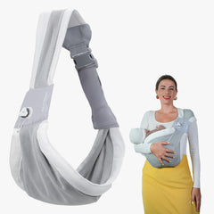 BabieBoo sling closeup showing adjustable strap for a secure, comfortable carry