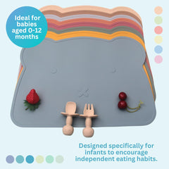 Babies & Cuties suction plate secured to table for independent feeding