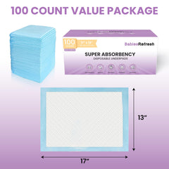 BabiesRefresh leakproof blue underpad with absorbent core in use