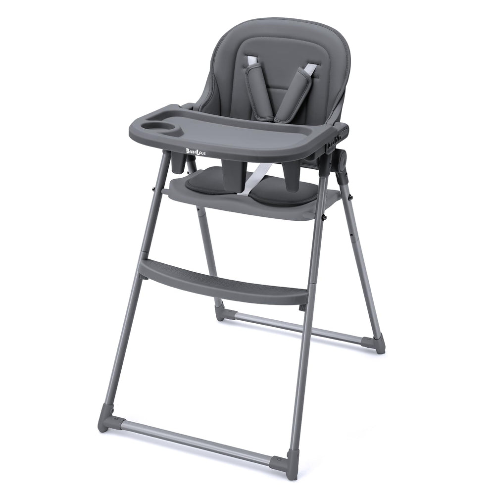 Babilous foldable high chair setup for easy storage and tidy mealtime.