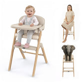 Babilous foldable high chair front view showing sturdy construction for growing children.