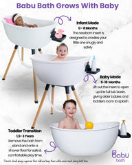 Babu Bath built-in tray keeps essentials within easy reach.