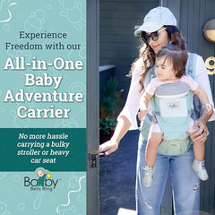 Baby Bells Ring back-position supports hands-free carrying with a secure hold.