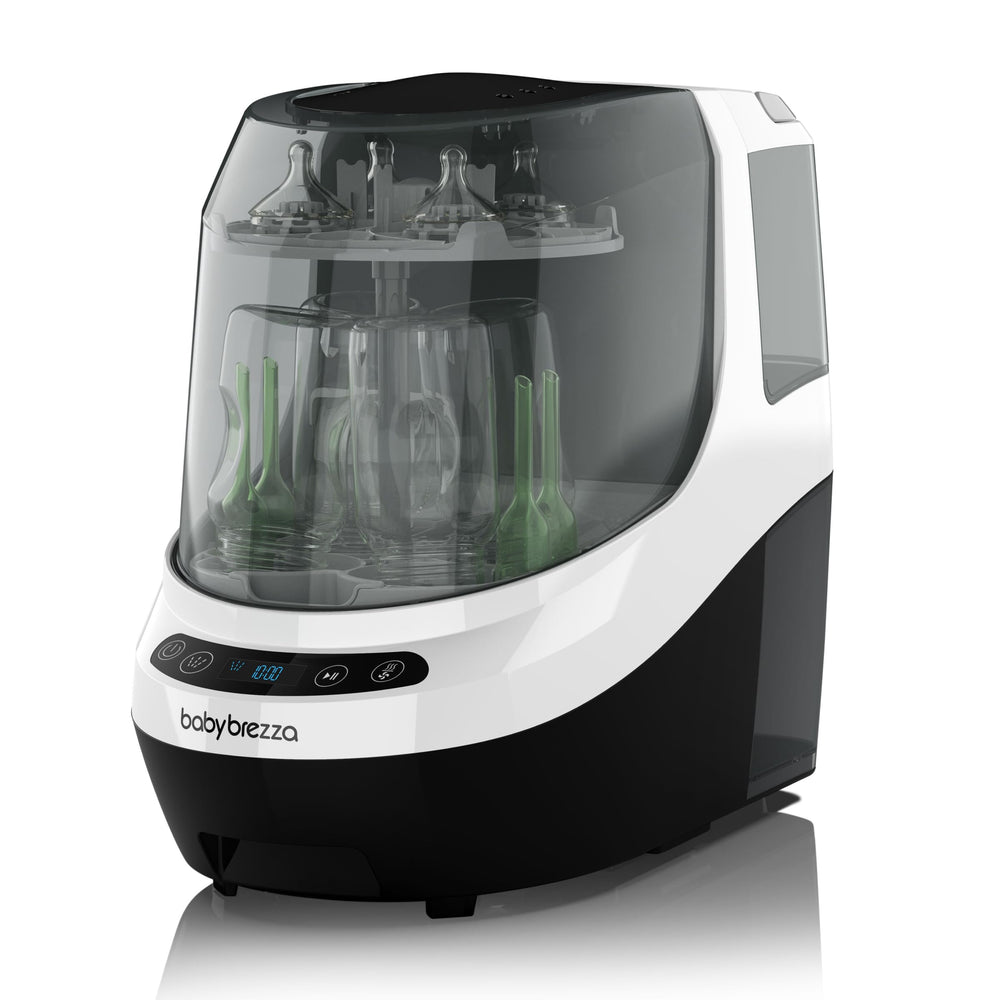 Baby Brezza Bottle Washer Pro interior view showing all-in-one cleaning convenience