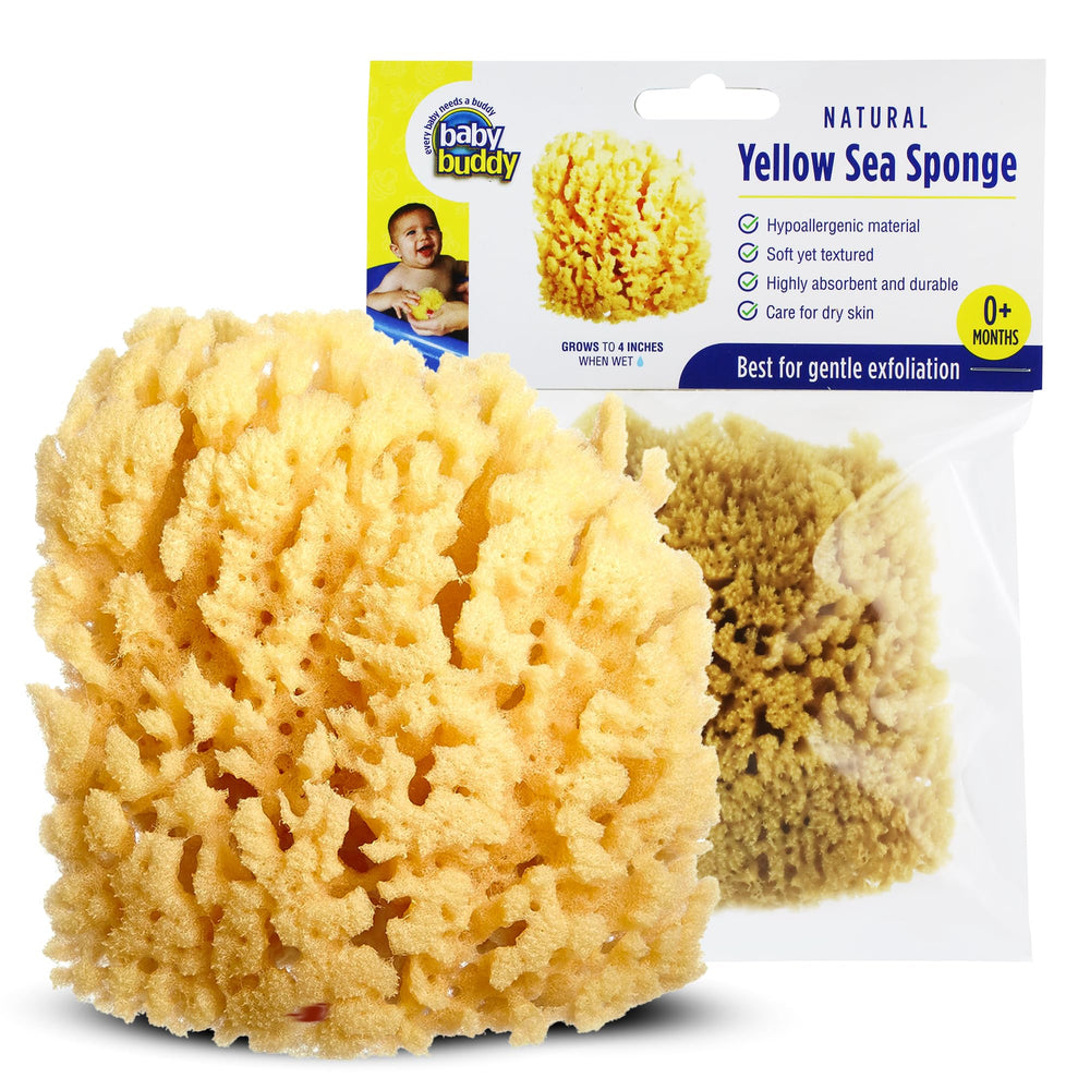 Baby Buddy baby bath sponge in yellow 4in offers gentle cleansing for delicate skin.