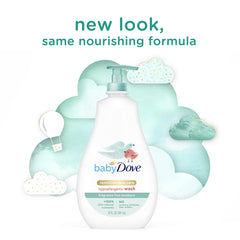 Newborn bath time with Baby Dove tear-free wash soothes skin.