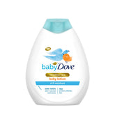 Baby Dove Rich Moisture Lotion being applied for soft, nourished baby skin