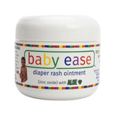BabyEase diaper rash cream jar shows zinc oxide and aloe for soothing relief.