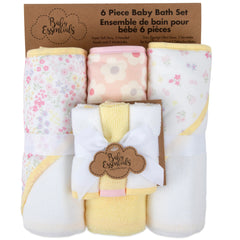 Baby Essentials Daisy Flowers hooded towel close-up showing plush terry trim