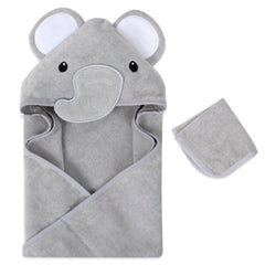 Baby Essentials elephant hooded towel 30x30 for gentle post-bath drying