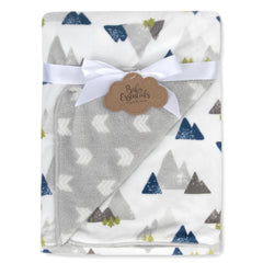 Baby Essentials Sherpa blanket mountains design provides cozy warmth for nap times