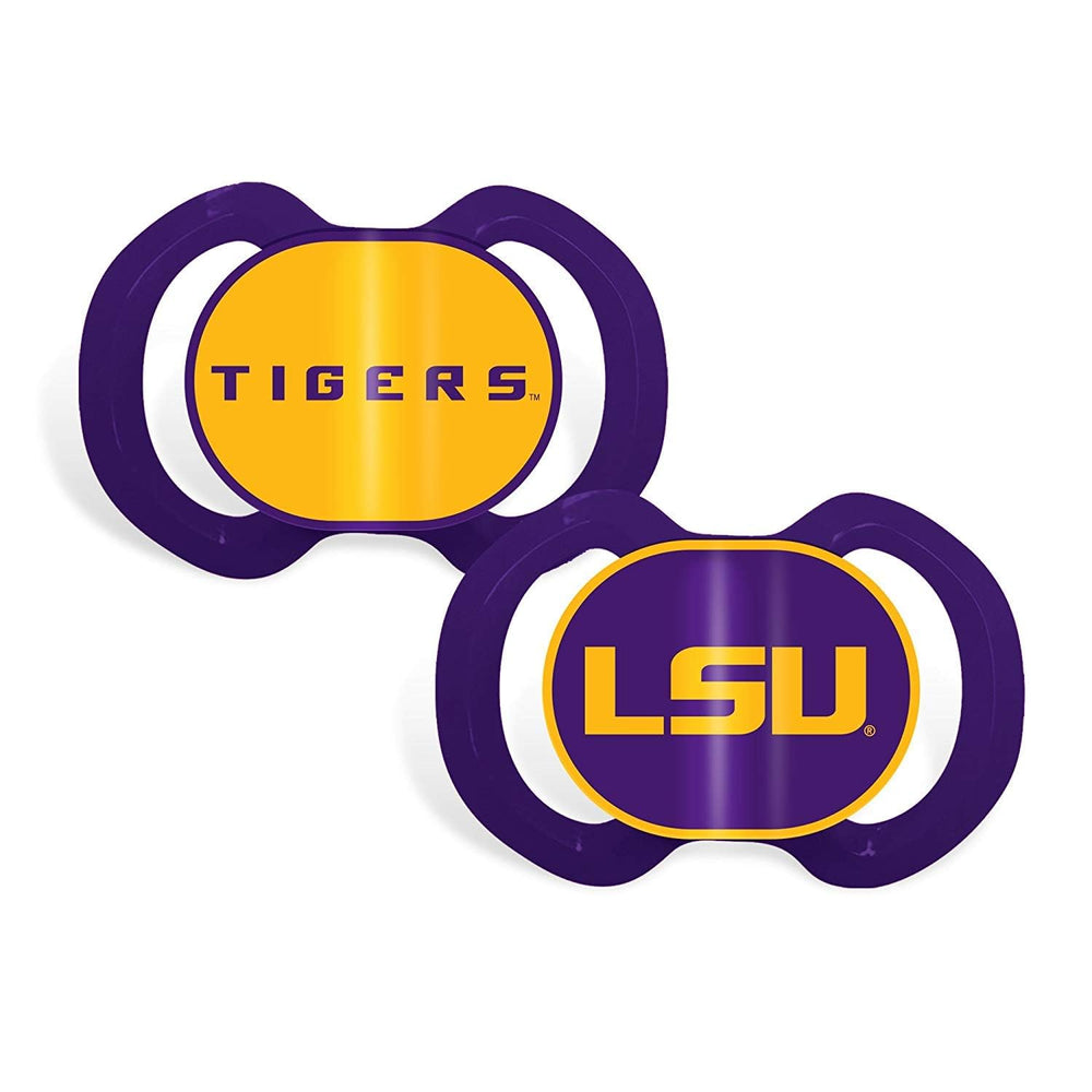 Baby Fanatic LSU Tigers pacifier with orthodontic nipple for gentle soothing