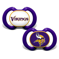 Baby Fanatic pacifier with Minnesota Vikings logo on the button for team pride.