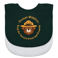 Baby Fanatic Smokey Bear bibs protect clothes during meals while showing team pride.