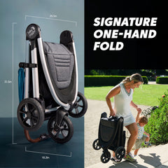 Baby Jogger City Mini GT3 magnetic buckle and no-rethread harness for easy in and out