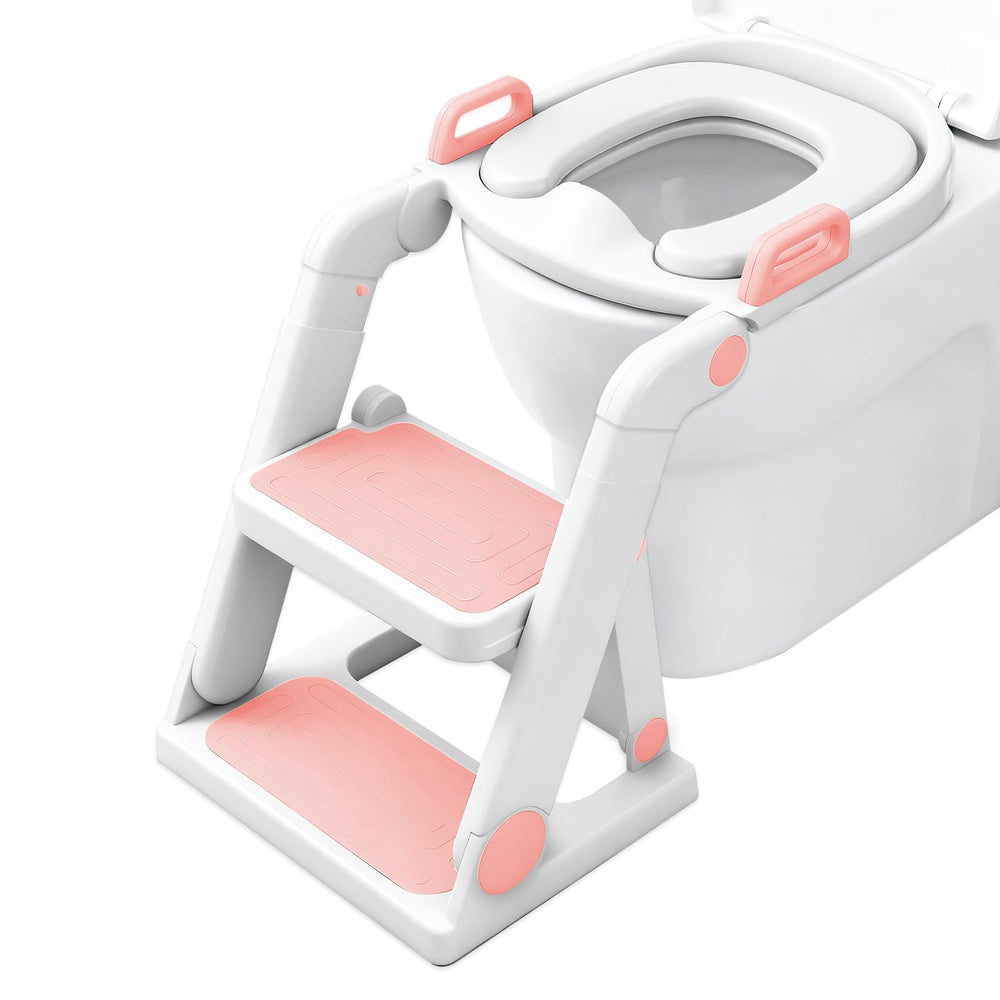 BABY JOYCE potty seat with steps, pre-assembled for quick setup and independence.