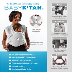 Baby K'tan Original double-loop design keeps baby secure with even weight distribution.