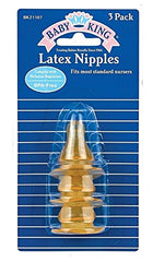 Baby King latex nipples 3-pack, compatible with most standard nursers.