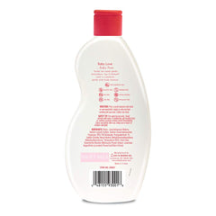 Baby Love Top to Bottom Wash label close-up highlighting dye-free, hypoallergenic formula.