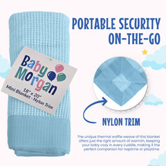 Blue Baby Morgan blanket placed in a nursery adds vintage charm and cozy comfort.
