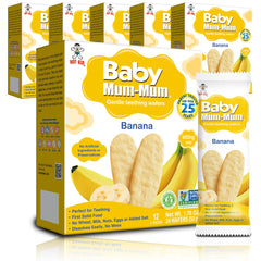 Baby Mum-Mum Gentle Banana teething crackers in a multi-pack, ideal for teething comfort.