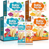 Baby Mum-Mum Organic Rice Biscuits Super Tropical front pack, convenient toddler snack.