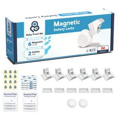 Baby Proof Me magnetic lock kit with six locks keeps dangerous contents out of reach.